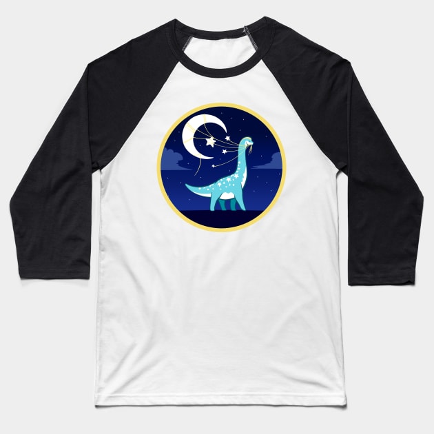 Brachiosaurus Celeste Baseball T-Shirt by Radiantglyph